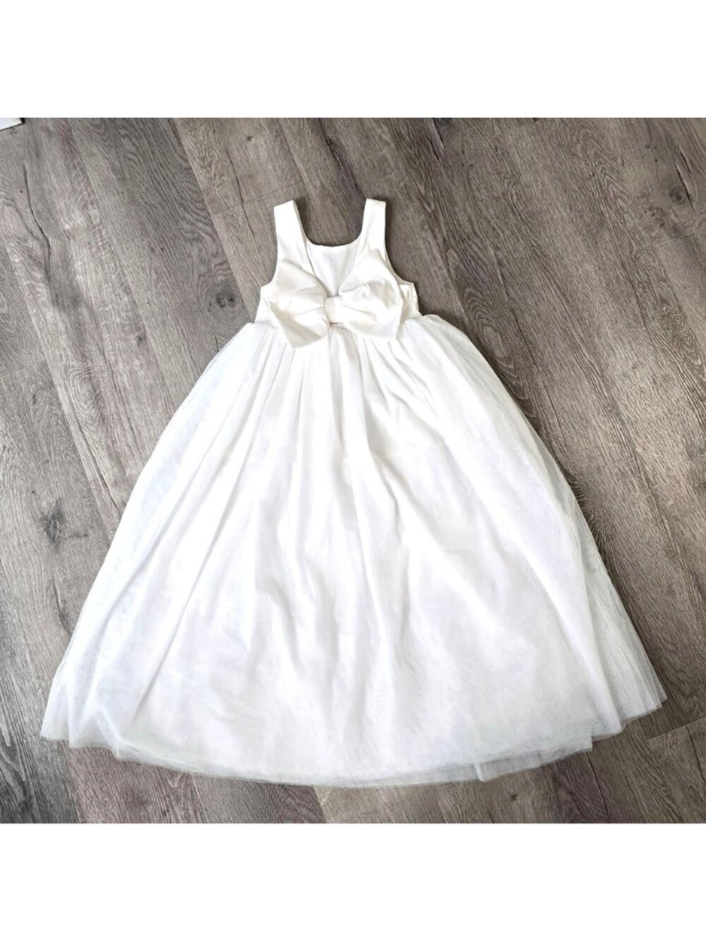 Mumu Mini Girls show me your mumu Sleeveless White Tulle Bow flower girl Dress 6 - Picture 4 of 8